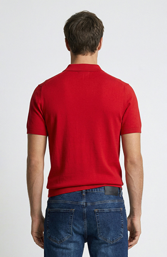 Kırmızı Desenli Triko Kazak