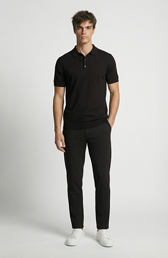 Black Polo Neck Basic Knitwear Sweater