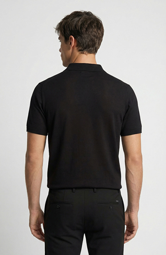 Black Polo Neck Basic Knitwear Sweater