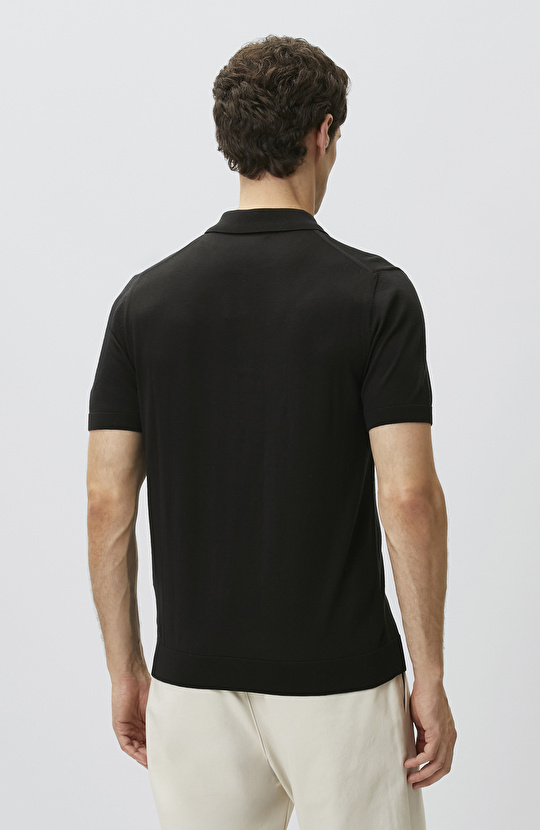 Black Polo Neck Basic Knitwear Sweater