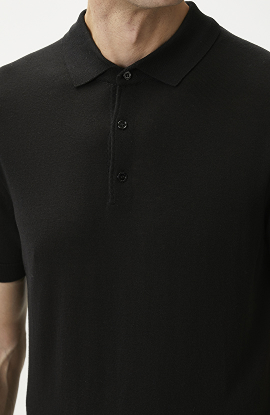 Black Polo Neck Basic Knitwear Sweater