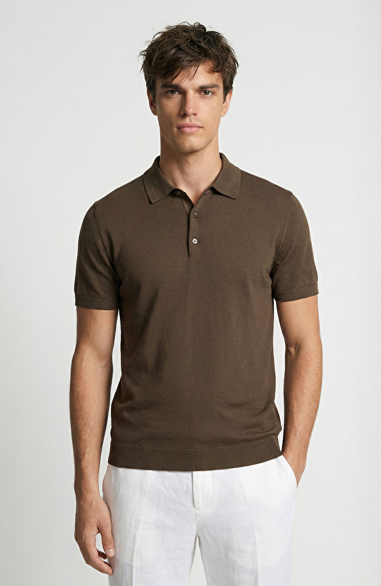 Haki Polo Yaka Basic Triko Kazak