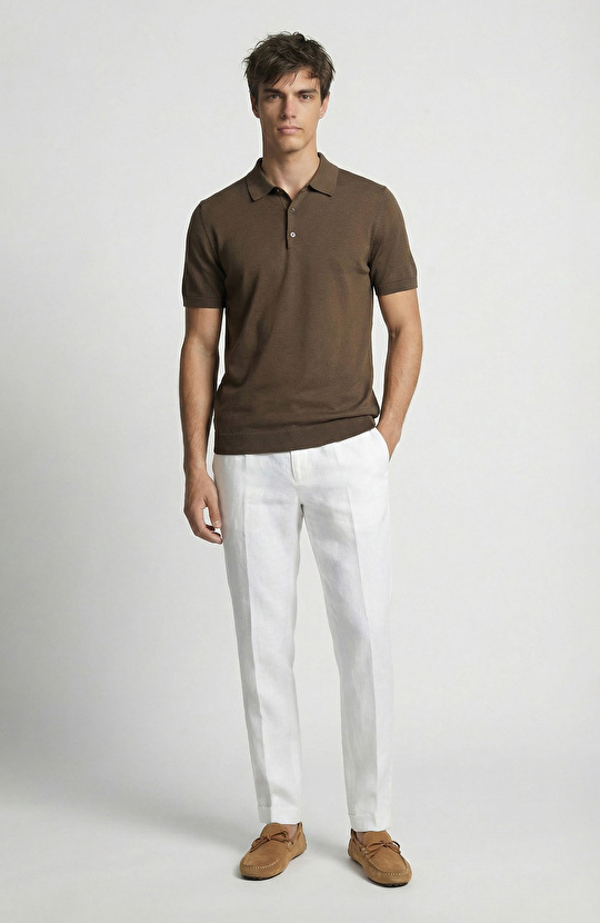 Haki Polo Yaka Basic Triko Kazak