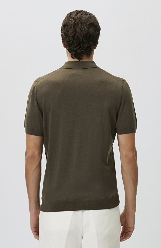 Haki Polo Yaka Basic Triko Kazak