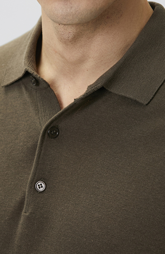 Haki Polo Yaka Basic Triko Kazak