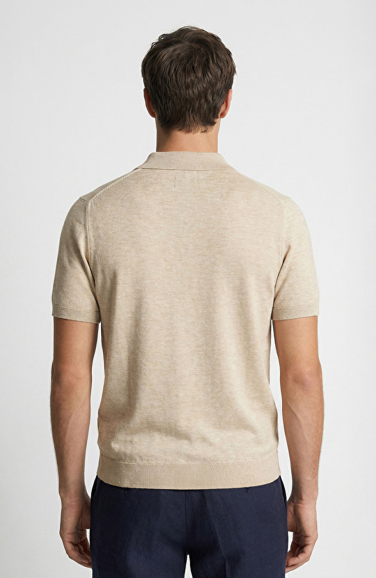 Bej Melanj Polo Yaka Basic Triko Kazak