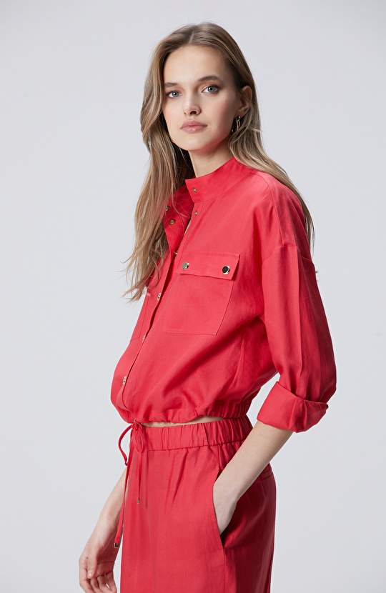 Pomegranate Flower Linen Outer Shirt