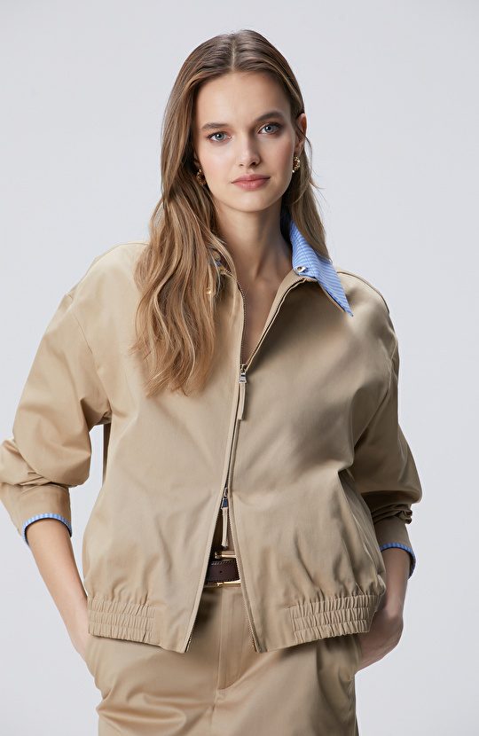 Bej Gömlek Yaka Mont