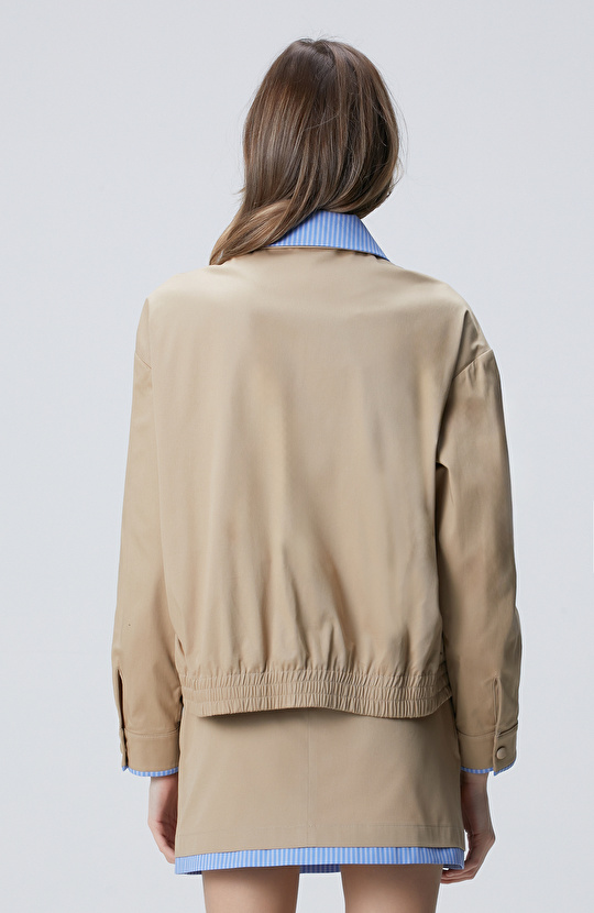 Bej Gömlek Yaka Mont