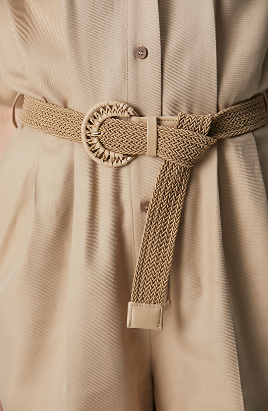 Bej Kısa Kollu Tulum