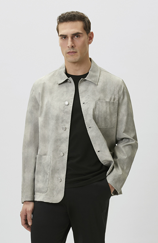 Bej Gömlek Yaka Desenli Ceket