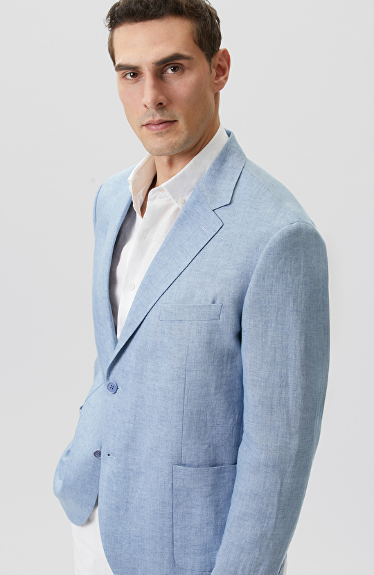 Mavi Klasik Keten Ceket