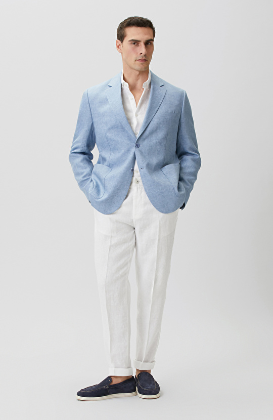 Mavi Klasik Keten Ceket