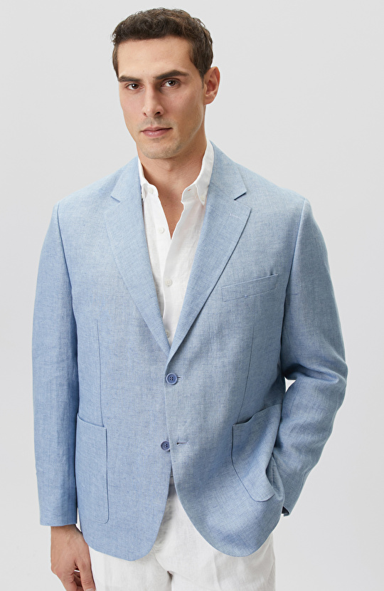 Mavi Klasik Keten Ceket