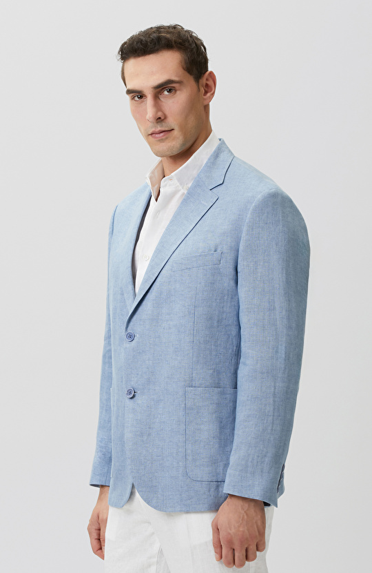 Mavi Klasik Keten Ceket