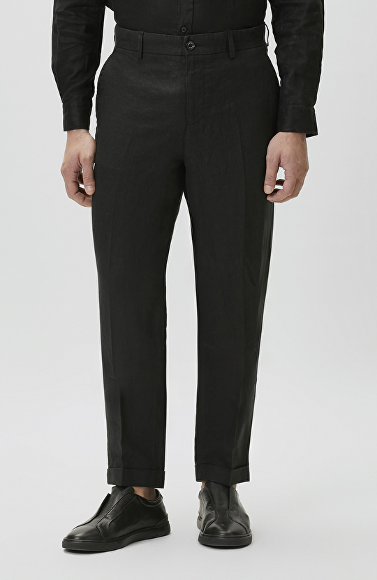 Siyah Keten Jogger Pantolon
