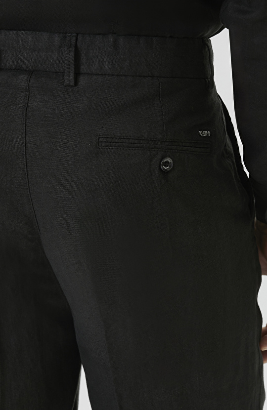 Siyah Keten Jogger Pantolon