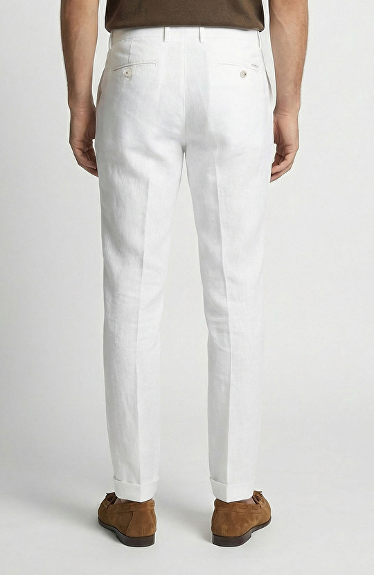 Beyaz Keten Jogger Pantolon