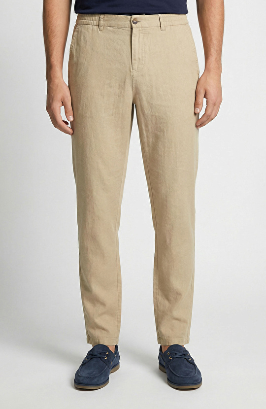 Bej Diyagonal Lyocell Karışımlı Jogger Pantolon