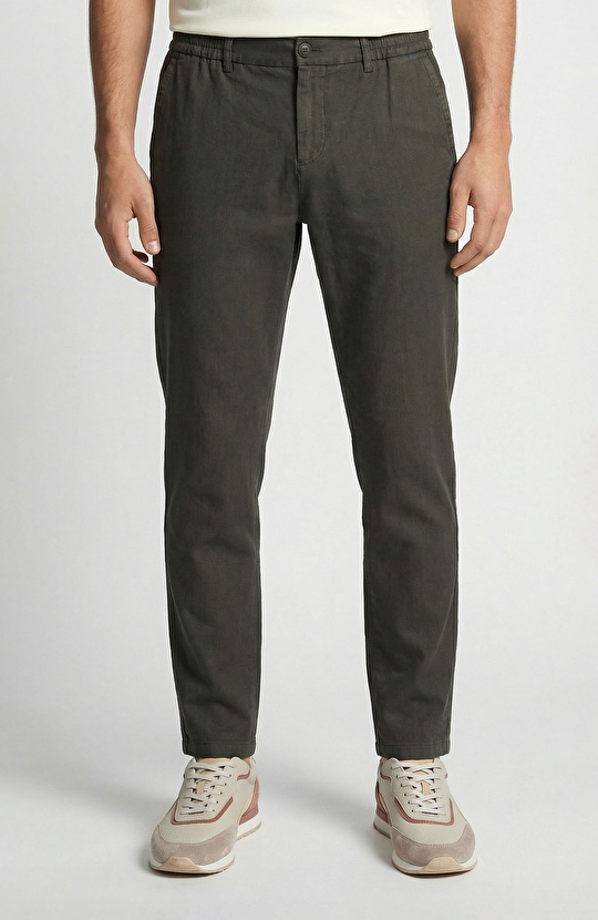 Haki Diyagonal Lyocell Karışımlı Jogger Pantolon