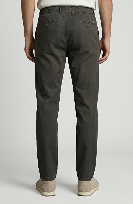 Haki Diyagonal Lyocell Karışımlı Jogger Pantolon