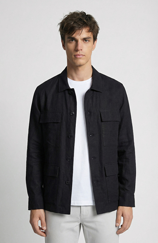 Siyah Keten Ceket