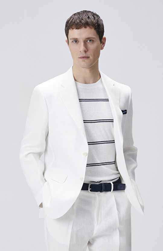 Ekru Keten Takım Elbise