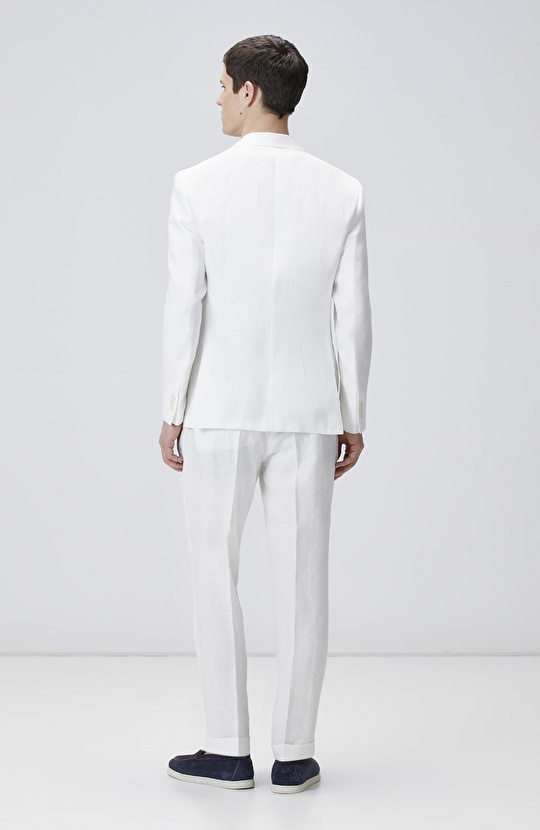 Ekru Keten Takım Elbise