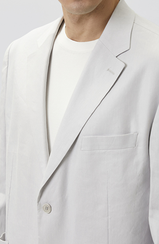 Gri Keten Karışımlı Pileli Takım Elbise