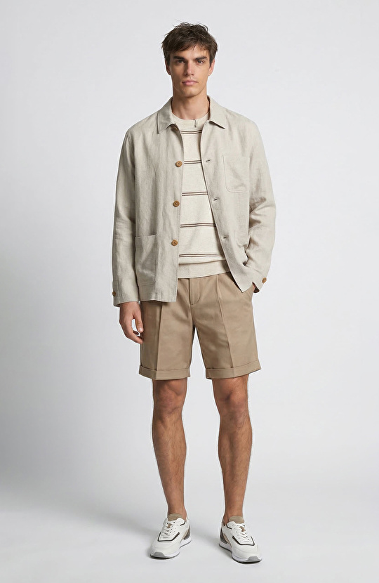 Naturel Keten Spor Ceket