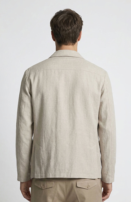 Naturel Keten Spor Ceket