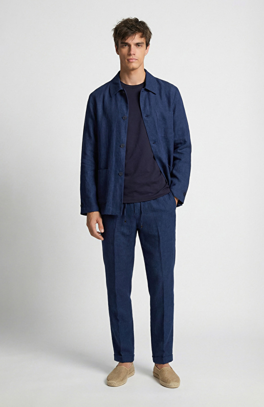 Lacivert Keten Spor Ceket