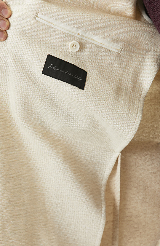 Beige Linen Blend Knitted Jacket