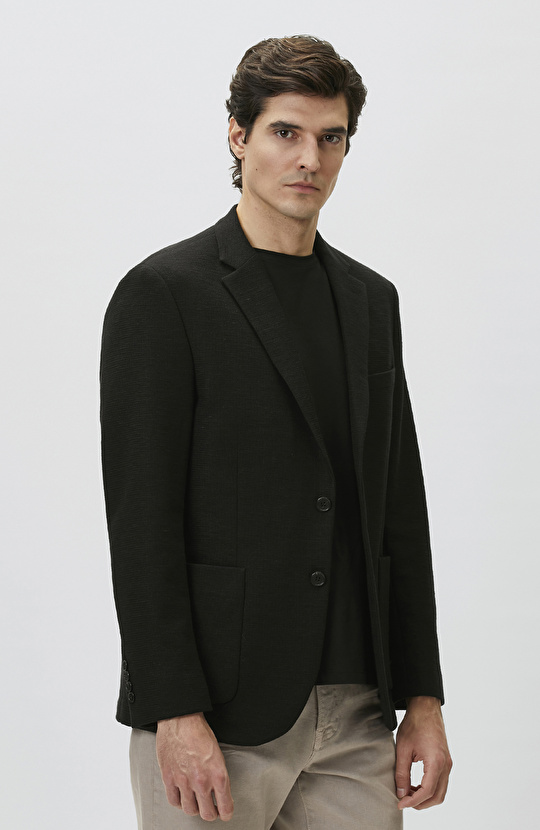 N-Green Black Linen Blend Knitted Jacket