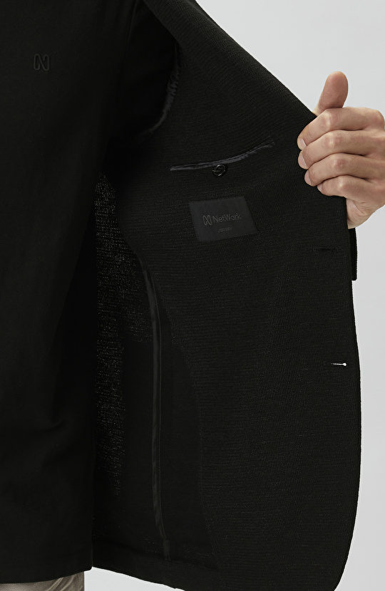 N-Green Black Linen Blend Knitted Jacket