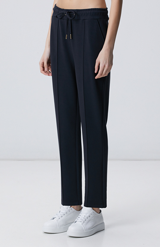 Siyah Modal Karışımlı Straight Fit Eşofman Altı