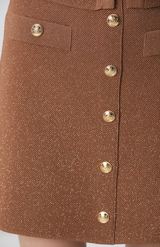 Tarçın Sim Dokulu Mini Triko Etek