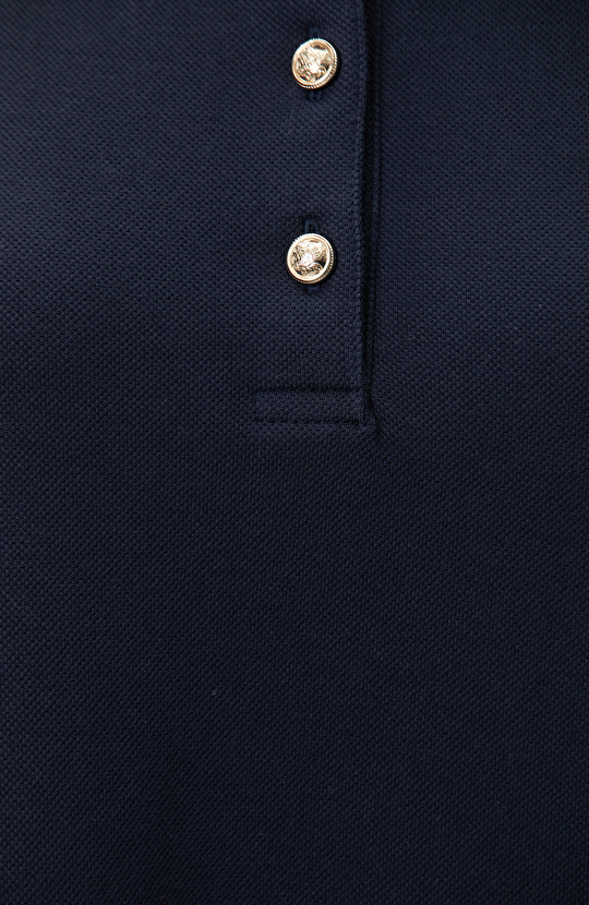 Navy Blue Paisley Pattern Garnished Knitted Dress