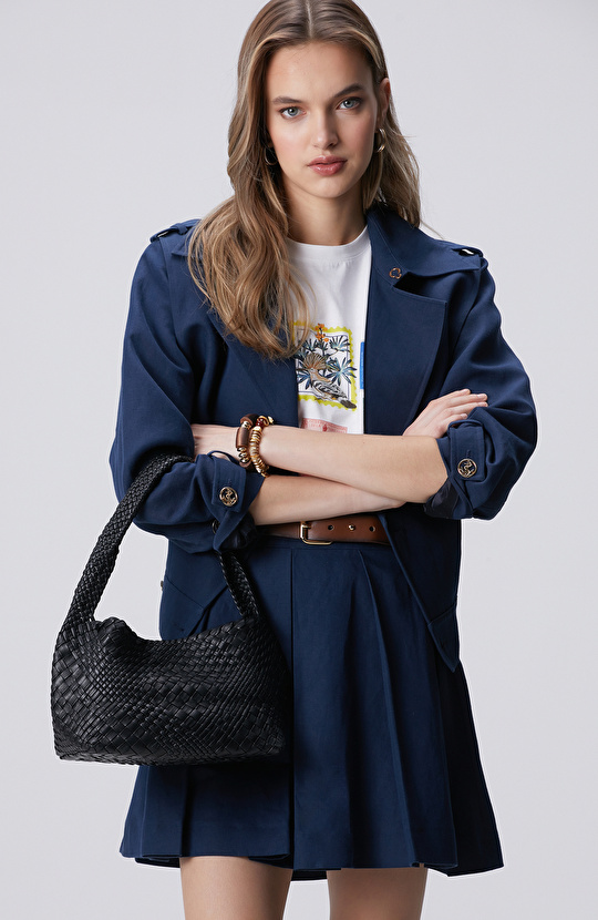 Black Women's Knitted Leather Mini Bag