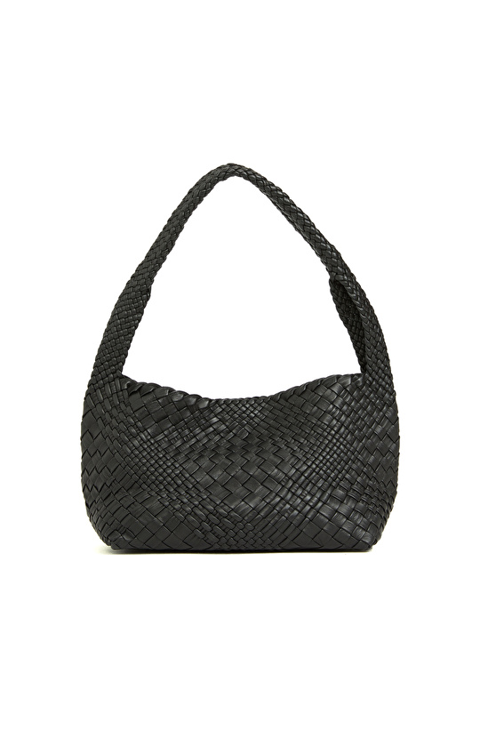 Black Women's Knitted Leather Mini Bag