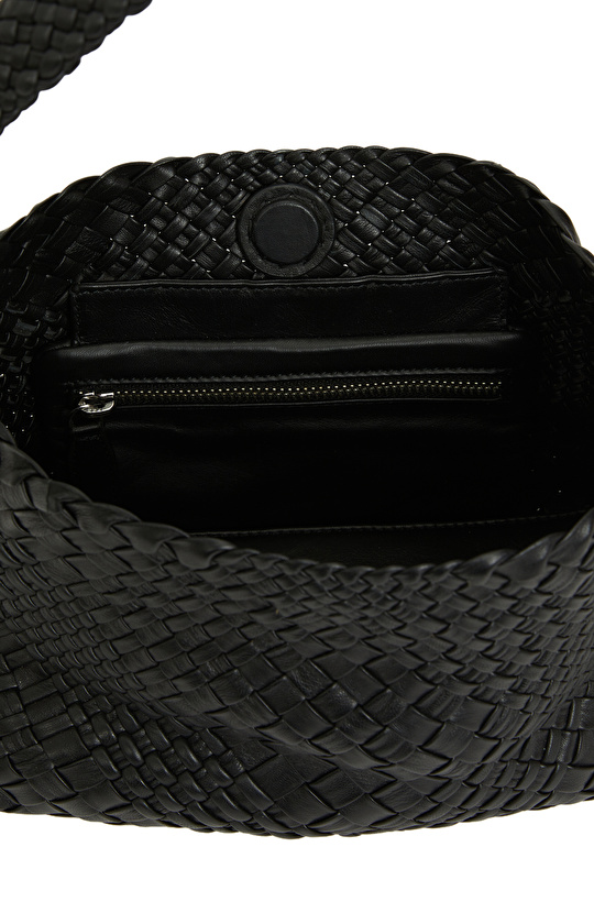 Black Women's Knitted Leather Mini Bag