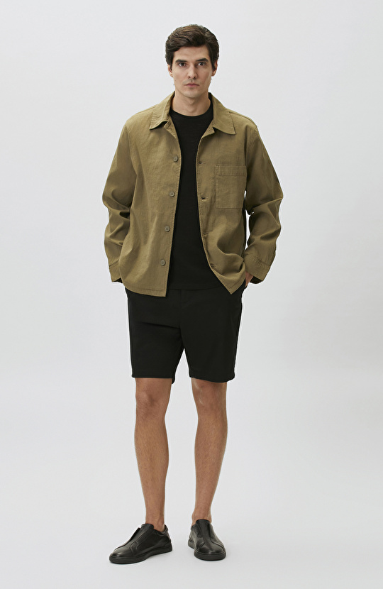 Khaki Linen Blend Outer Shirt