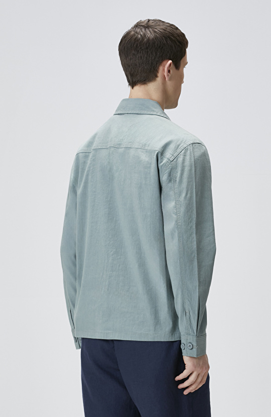 Mint Keten Karışımlı Dış Gömlek