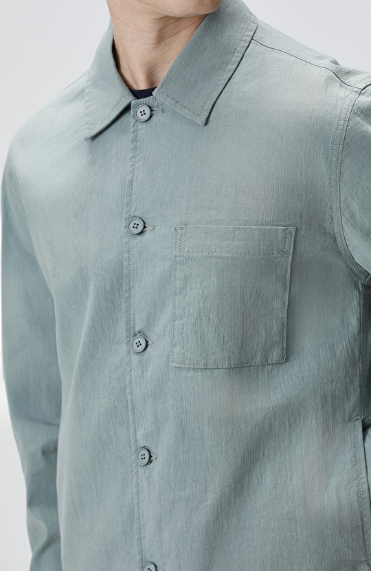 Mint Keten Karışımlı Dış Gömlek