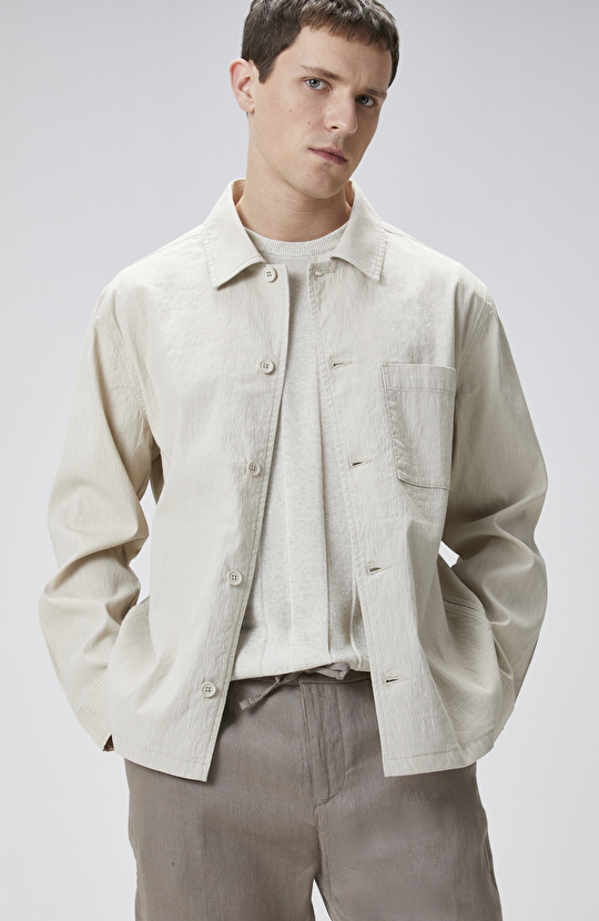 Taş Keten Karışımlı Dış Gömlek