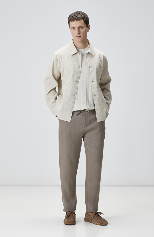 Taş Keten Karışımlı Dış Gömlek