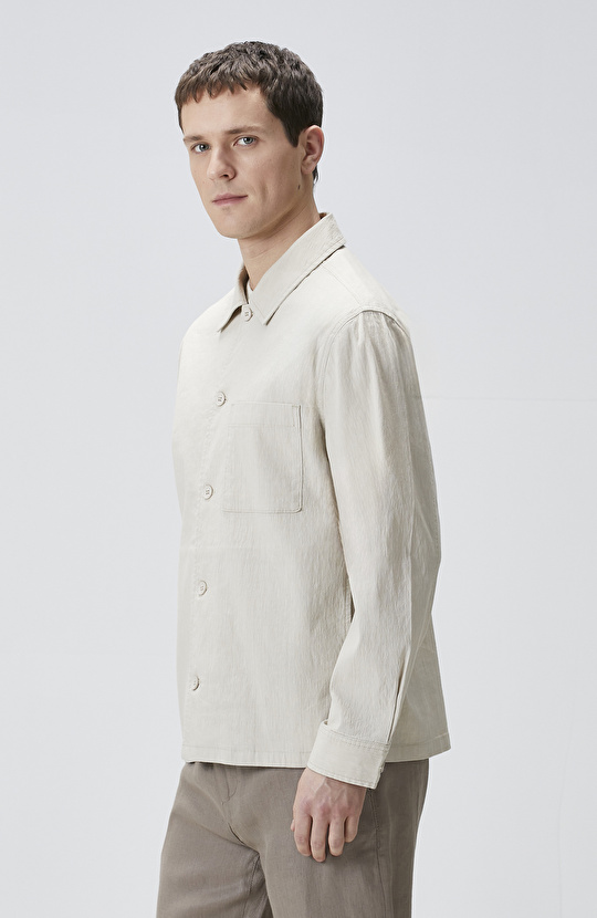 Taş Keten Karışımlı Dış Gömlek