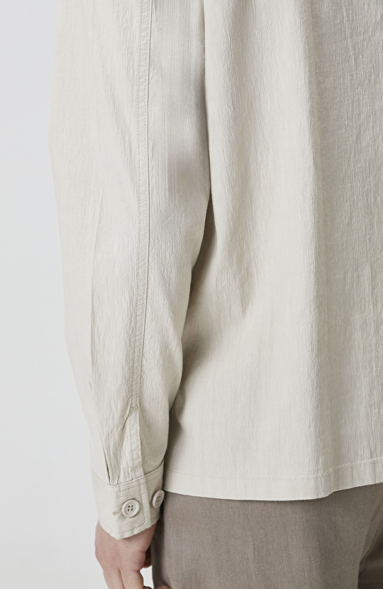 Taş Keten Karışımlı Dış Gömlek