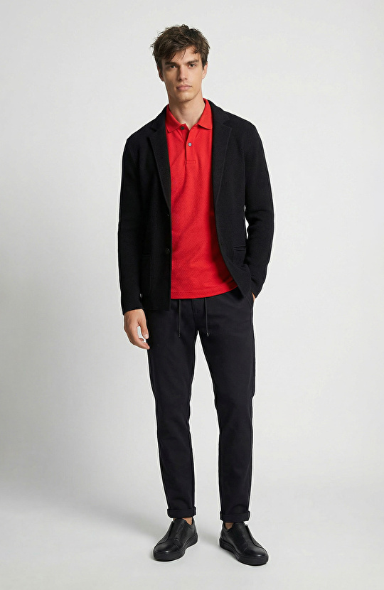 Siyah Keten Karışımlı Triko Ceket