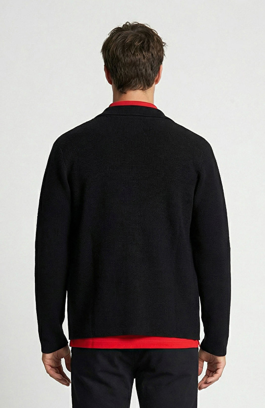 Siyah Keten Karışımlı Triko Ceket